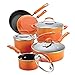 Rachael Ray Brights Nonstick Cookware Pots and Pans Set, 10 Piece, Orange Gradient