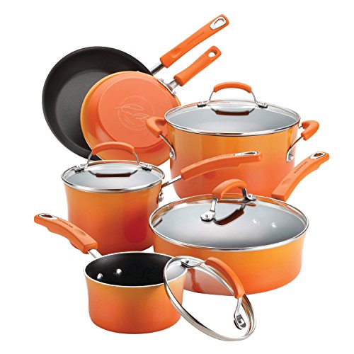 Rachael Ray Brights Nonstick Cookware Pots and Pans Set, 10 Piece