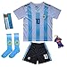 KID BOX 2019 Argentina Lionel Messi #10 Home Soccer Kids Jersey & Short Set Youth Sizes
