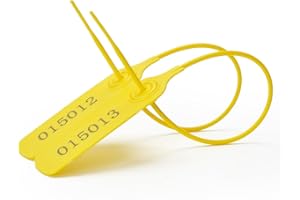 SSSEALTAG 500pcs Numbered Security Seals Tamper Resistant Tags Plastic Lable Sign Safety Zip Ties Self-Locking for Luggage, Bags, Shoes, Shipping, Lock Tag (Yellow,500pcs)