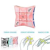 FIDGET PRO Fidget Spinner Cube Stainless Steel Bearing High Speed Spinning Toy, 1x3x3 Infinity Puzzle Floppy Cube for Helping ADHD Focus Anxiety & Stress Reducer (Pink)