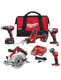 Milwaukee Combo Kit (5 herramientas) con 2 baterías, cargador y bolsa de herramientas, 2695-25P