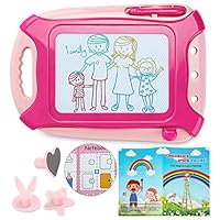 Jaolex Magnetic Drawing Board Toy for kids, Travel Size Toddlers Toy Doodle Board Erasable Colorful Writing Painting Sketch Pad (Pink) with 24 Simple Paintings Album