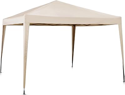 VonHaus Pop Up Gazebo 3 x 3m Outdoor Canopy White Cream 420D Roof