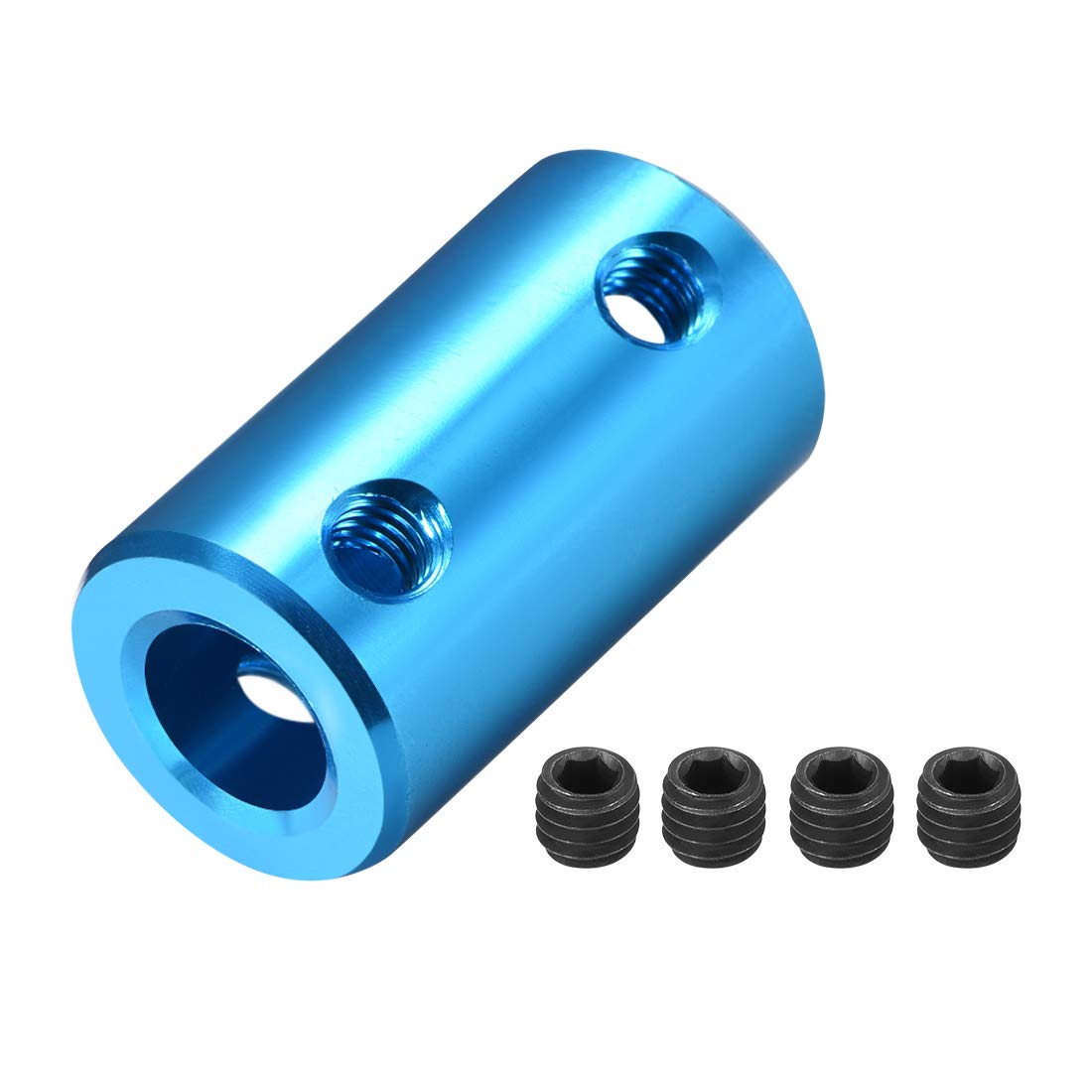 sourcing map 8mm to 8mm Bore Rigid Coupling Set Screw L25XD14 Aluminum Alloy,Shaft Coupler Connector,Motor Accessories,Blue
