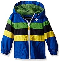 London Fog Little Boys' Toddler Chest Stripe Poly Lined Jacket, Blue, 3T