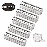 Fridge Magnets for Refrigerator, Science, Crafts - Tiny Round Disc, Sliver, 1/4 Inch (6mm), 50 Pcs (50)