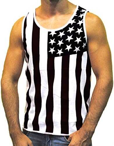 Men's American Flag Stripes And Stars Tank Top Shirt TAF06 Black XL