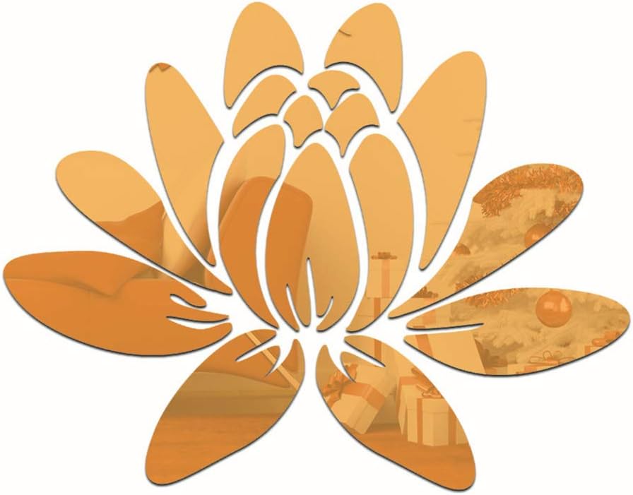 Ruiting 3d Acryl Spiegel Aufkleber Blume Lotus Wandtattoo Wandsticker Wandaufkleber Wanddeko Diy Wandbilder Fur Heim Wohnzimmer Aufkleber Selbstklebend 42 32cm 1 Set Gold Amazon De Kuche Haushalt