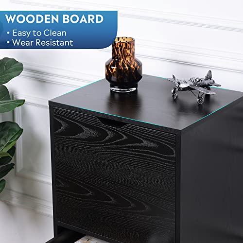 DEVAISE 5Drawer Wood Dresser with Top Storage, Mobile Chest of