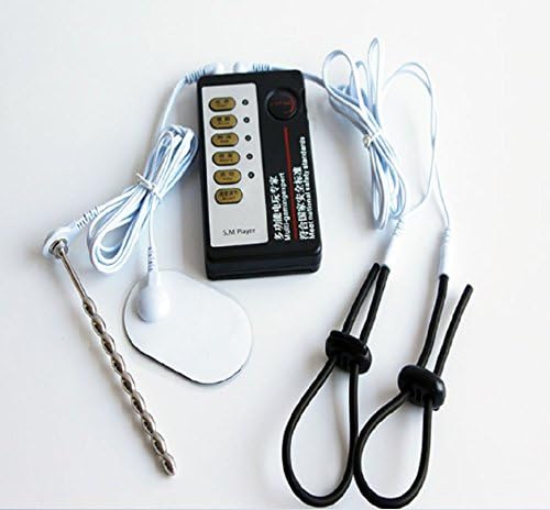 Anseke E-Stim Stimulation Accessories Electro Conductive eletronic Rings Metal Plug with Cable Electric Stimulator Massage