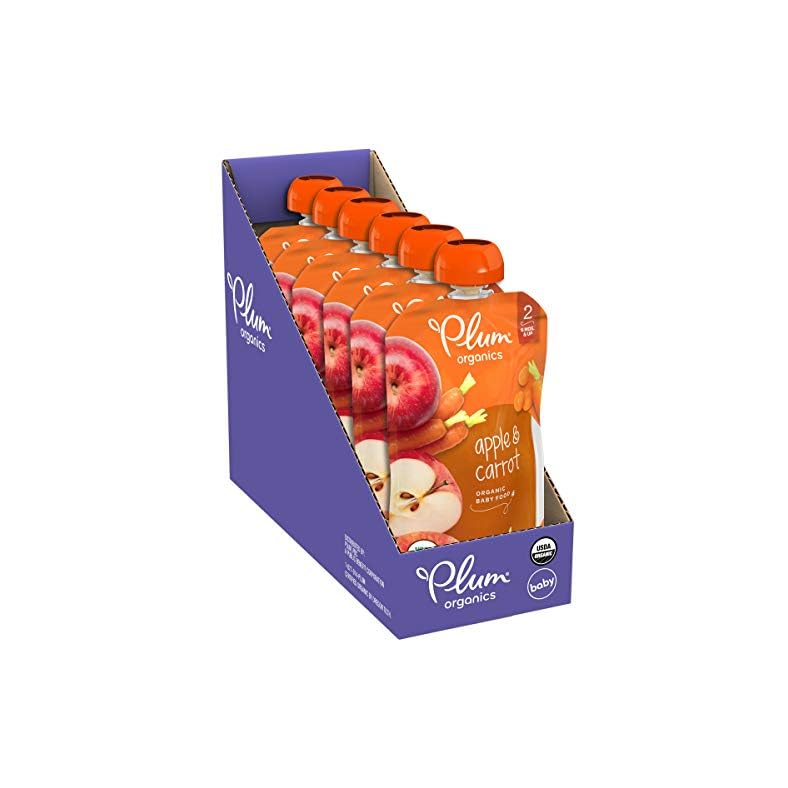 Plum Organics | Stage 2 | Organic Baby Food Meals [6+ Months] | Apple & Carrot | 4 Ounce Pouch (Pack Of 6)