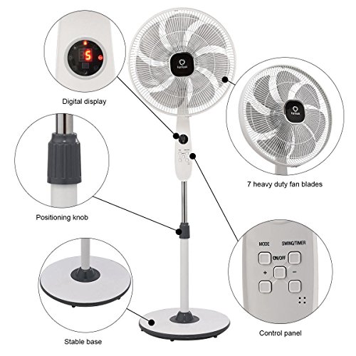 Toolsempire Pedestal Fan Quiet High Velocity Oscillating Stand Fans