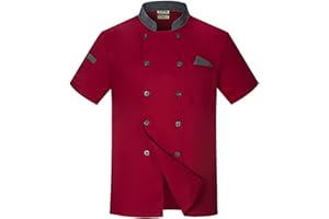 LENMIPOT Unisex Double-Breasted Chef Coat Back Full Mesh Lightweight Chef Jacket Color Stitching Chef Uniform