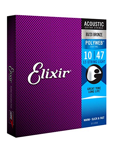 Elixir Strings 80/20 Bronze 12-String Acoustic Guitar Strings w POLYWEB Coating, Light (.010-.047)