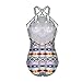 BMJL Women's Tropical Tribal Print Criss Cross High Neck One Piece Swimsuit Monokini