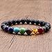 ARMRA 7 Chakras Diffuser Bracelet Lava Stone 8mm Yoga Beads Essential Oils Bracelet with Transparent Dropper