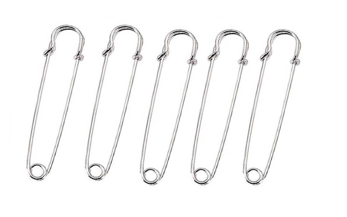 20PCS Heavy Duty Metal Safety Pins Strong Blanket Pins for Knitted Fabric Skirts Kilt Crafts (Silver, Length 3")