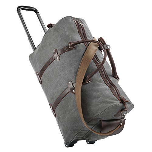 Gonex wheeled duffle bag canvas travel luggage trolley …