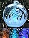 LED Glass Globe Christmas Ornament Hand Painted Glitter Snowflakes and Tree Color Changing Lights