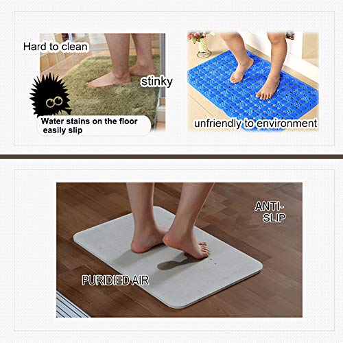 Marbrasse Bath Mat, Absorbent Diatomaceous Earth, Japanese Design, Nonslip Bathroom Floor Mats