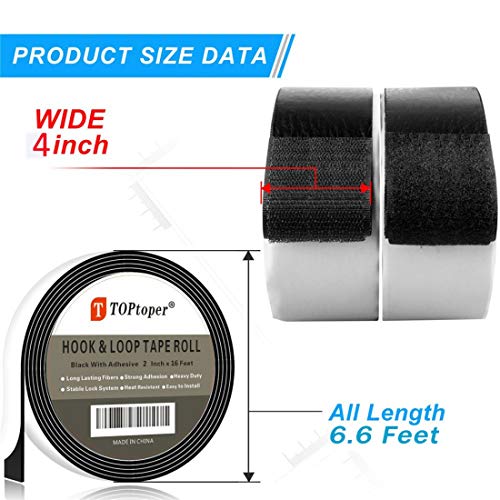 image for TOPtoper 4 Inch Wide 6.6 Ft Long Sticky Back Hook and Loop Fasteners, 