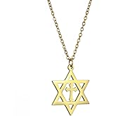 EUEAVAN Star of David Necklace for Women Hexagram Pendant Necklace Amulet Symbo Jewish Israel Religious David Jewelry Gift Women
