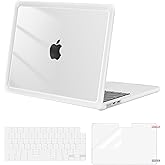 MOSISO Compatible with MacBook Air 13 inch Case 2026 2025 2024-2022 M4 A3240 M3 A3113 M2 A2681, Crack-Resistant Heavy Duty Protective Hard Case with TPU Bumper&Keyboard Cover&Screen Film,Crystal Clear