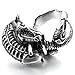 INBLUE Men's Stainless Steel Ring Silver Tone Black Alien Dragon Hollow Openwork Size8