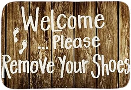 Welcome Please Remove Your Shoes Home Plate Doormats Home Entrance Decor Door Mats Indoor Outdoor Bathroom Floor Mats Soft Lightness Short Plush Fabric 16"X23.6"Inch