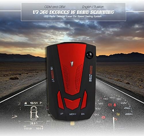 JupiterTech Police Radar Scanner Detector V7 LED Display City Highway Voice Alert Speed Detection Unit (Red)