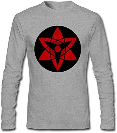 MINNRI Men's Sasuke Uchiha Long Sleeve T-shirt Grey L