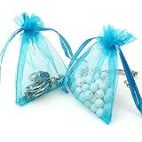 Organza Bags 100pcs 4 x 6 Inch Gift Bags Organza Drawstring Pouch Jewelry Party Wedding Favor Party Festival Gift Bags Candy Bags (Lake Blue)