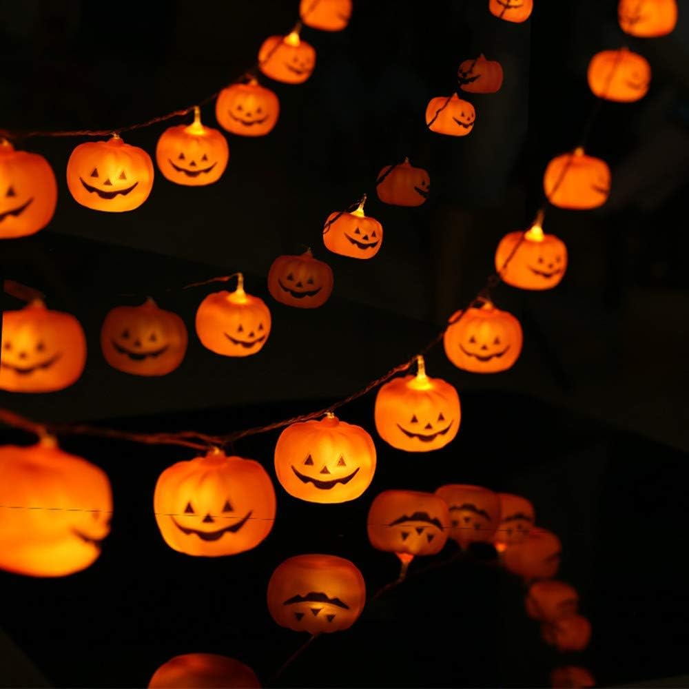 String Lights - MILEXING Halloween String Lights, LED Pumpkin Lights, Holiday Lights for Outdoor Decor,2 Modes Steady/Flickering Lights(20 One Pumpkin Lights, 9.8 feet)