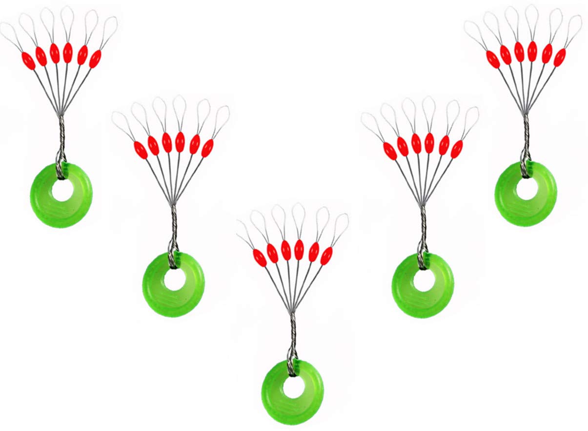 300/600pcs Fishing Bobber Stopper,6 in 1 Float Sinker Line Stops,3 Sizes Black Orange Oval Cylinder Float Stop Available (Red-Oval, M-300Pcs)