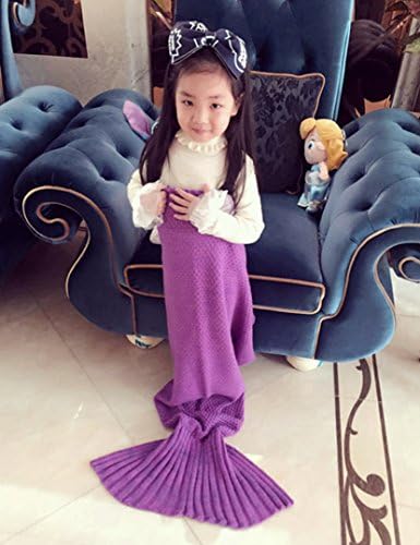 Mermaid Tail Blanket, Knitting Wool Sleeping Bag with Knit Pattern, All season Nap Sleeping Blanket