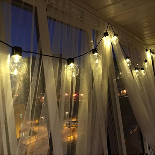 Solar Globe Bulb Lights, Outdoor Waterproof 11.5ft 10 LED Clear Plastic Solar Powered Christmas Bulbs Lights, 2 Modes Village Holiday Decoration Lights for Garden Patio Homes Wedding Party(Warm White)