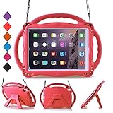 BMOUO Kids Case for New iPad 9.7 inch 2017/2018 - Shoulder Strap Shockproof Protective Handle Kickstand Case Cover for iPad 9.7 inch 2017 & 2018 / iPad Air/iPad Air 2 (Red)