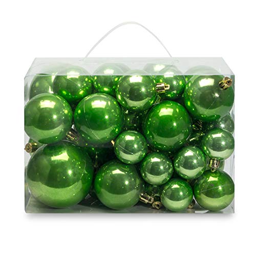 AMS Christmas Ball Plating Ornaments Tree Collection for Holiday Parties Decoration (40ct Pearl, Green)