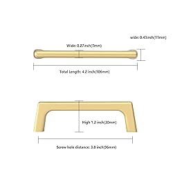 Asidrama 10 Pack 3.75 Inch(96mm) Gold Cabinet Pulls
