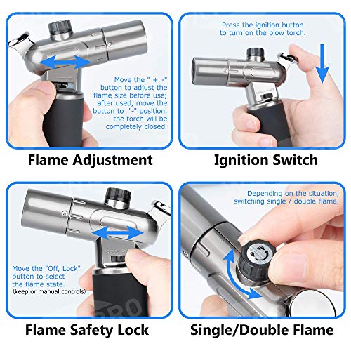 WATSABRO Kitchen Blow Torch,Culinary Butane Torch Lighters Refillable
