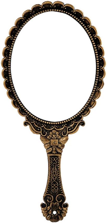 Vosarea Creative Retro Design Makeup Mirror Portable Makeup Mirror Portable Mirror Hand Made Lace (Bronze)