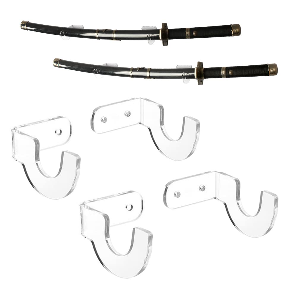WANLIAN Mounted Sword Stand Display Stand, Sword Stand, Sword Holder, Sword Stand, Sword Hook, Sword Hanger Bracket Rack - Support All Swords - No Sword (2 Transparent)