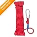 Nylon Twisted Braided Rope, 8mm x 20M(65ft) Utility Rope w/ D-Ring Locking Carabiner, 1000 Lbs Breaking Strength All-Purpose Rope for Moving, Camping, Towing, Outdoor Adventure, Gardening, Boat Docks