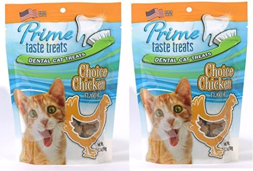 Prime Taste Treats Chicken Flavor Dental Treat for Cats, (2 Pack) of 2.1 oz/59g ea