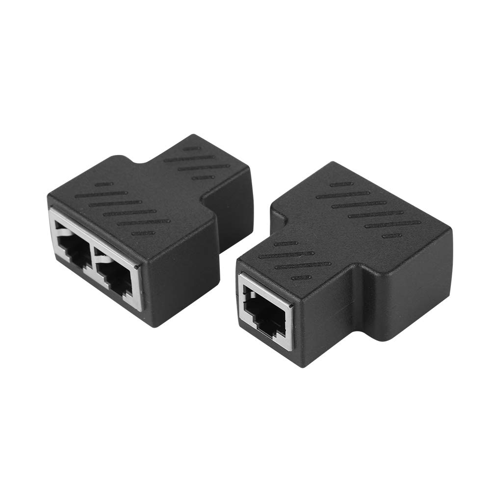 ASHATA RJ45 Network Splitter,2PCS 3.5MM Male 3-channel Network RJ45 8-core Jack Splitter Adapter POE Network Distributor
