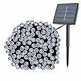 GLISTENY Solar Power Star String Lights 22m 200LED Beads 8 Modes 1800Mah Bulbs Lighting Waterproof for Window Door Bedroom Decor Christmas Tree Built-in one battery Cold Light