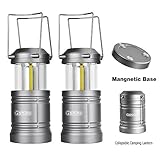 Camping Lantern Battery Powered - LED Lantern with Magnetic Base, 30 LEDs COB Technology Water Resistant Collapsible 500lm, camping gear equipment