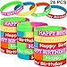 JOVITEC 24 Pcs Happy Birthday Rubber Bracelets Colored Silicone Bracelets for Teenagers Birthday Party Favors for Party Supplies (Fresh Style)