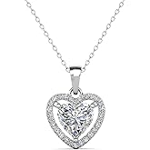 Cate & Chloe Amora Heart Pendant Necklace with Simulated Diamond Crystals | 18k Gold Plated Romantic Jewelry for Women | Adjustable Chain Design | Gift for Her on Valentine’s Day, Anniversary